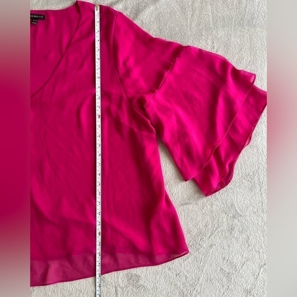 Lane BRYANT Hot Pink Ruffled Chiffon Fashion Blouse size 26/28 - Picture 6 of 9